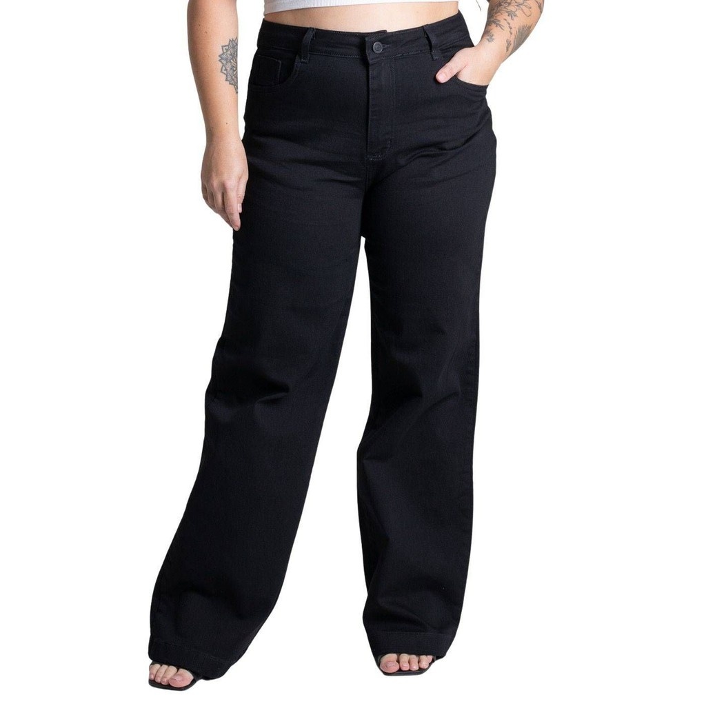 Calça Sarja Sawary Plus Size Wide Leg: Estilo e Conforto