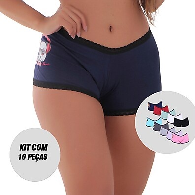 Calcinha Short Dog Algodão: Kit 10 Conforto!