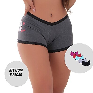 Calcinha Short Dog Algodão: Kit 5 Conforto!