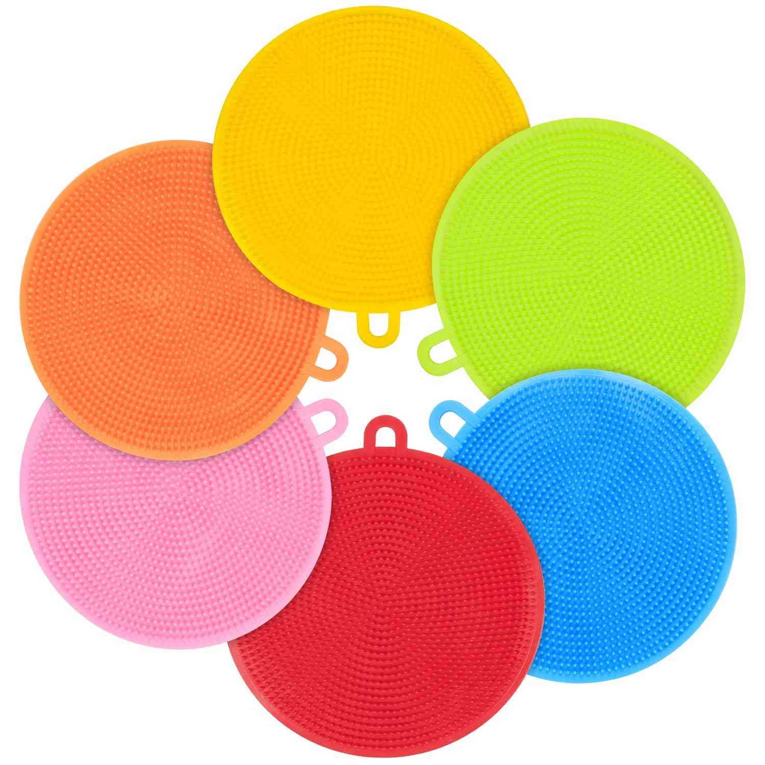 Esponjas de Silicone Reutilizáveis - 6 Unidades com Escova Dupla Face, Sem BPA, Resistentes ao Calor