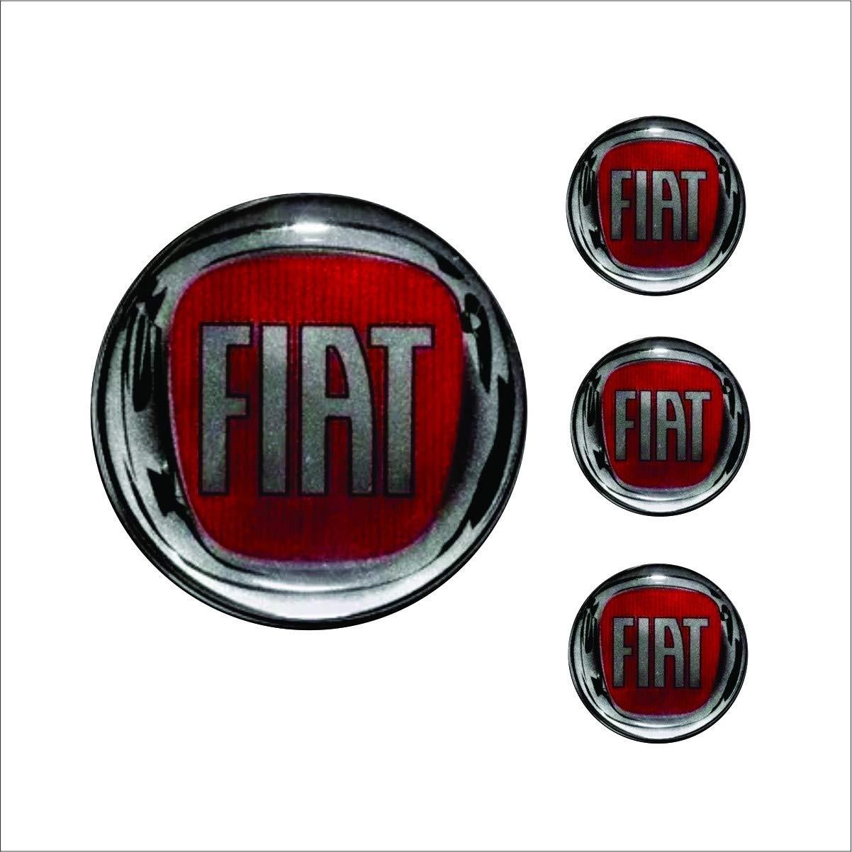 Jogo de Emblemas Resinados para Calota Fiat 48mm - Vermelho Vibrante (4 Peças)