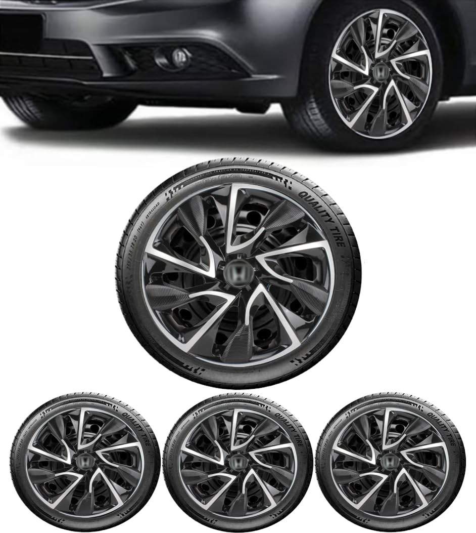 Jogo 4 Calotas Esportivas DS4 Preto/Prata Aro 14 - Honda Fit, City, Civic