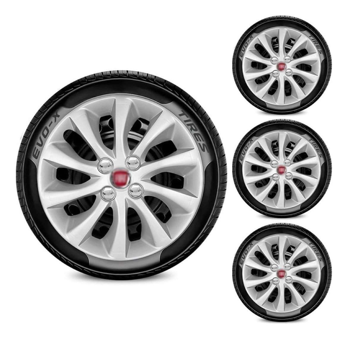 Jogo de Calotas Aro 15 4x100 Design Idea + Emblema Vermelho - Estilo e Personalidade para Seu Carro!