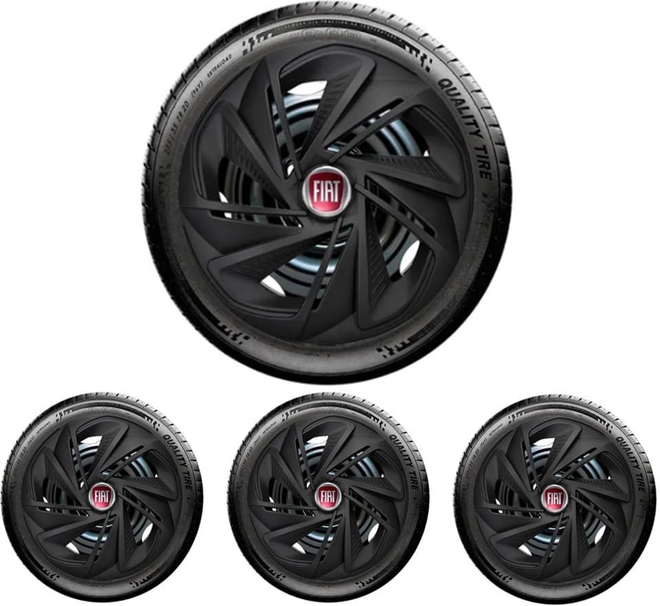 Jogo 4 Calotas Esportivas Nitro Aro 14 Preto Fosco - Fiat Uno, Argo, Cronos e Mais!