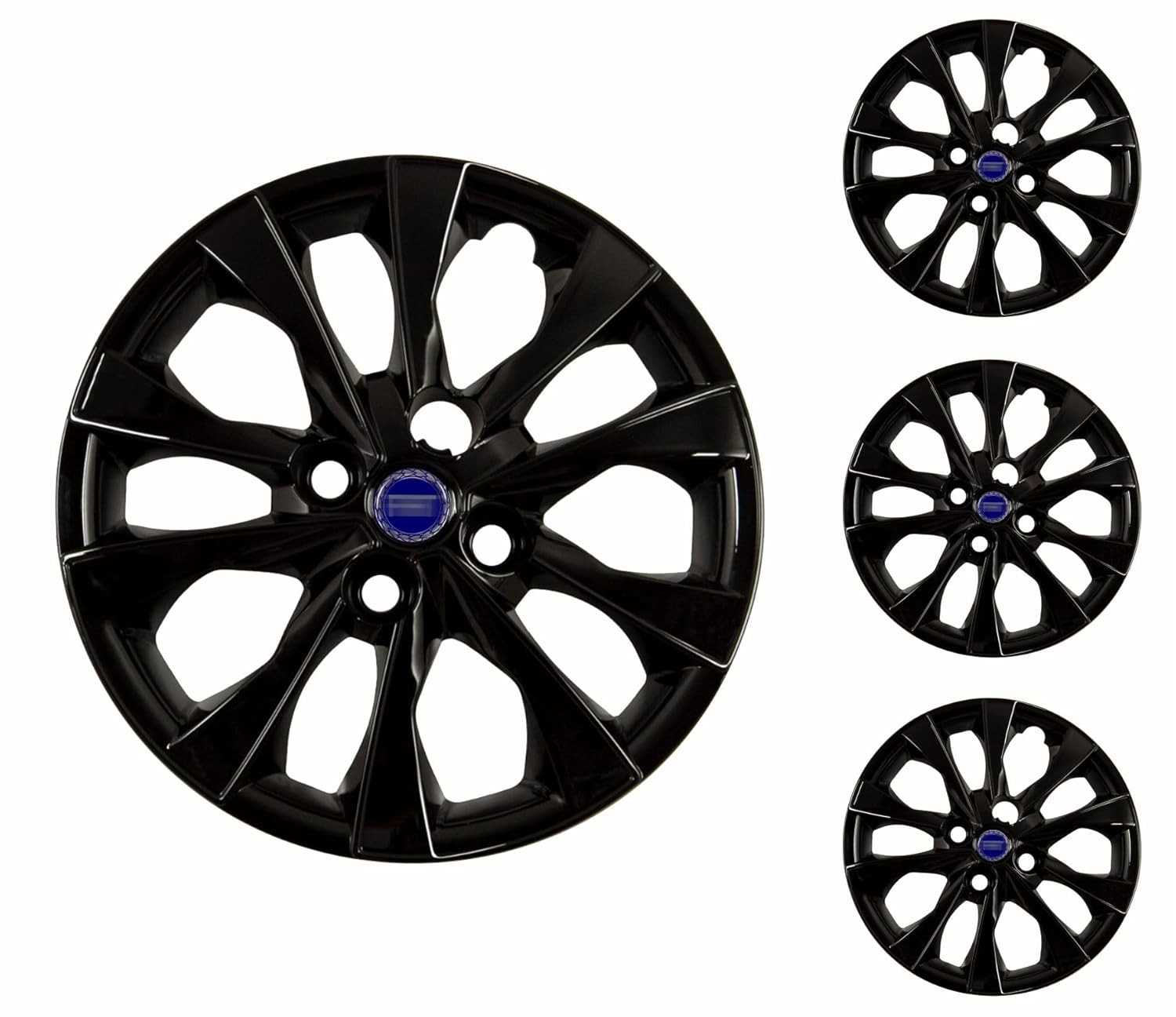Jogo 4 Calotas Esportivas Aro 14 Fiat Mobi, Argo e Palio 2021 - Emblema Azul FT