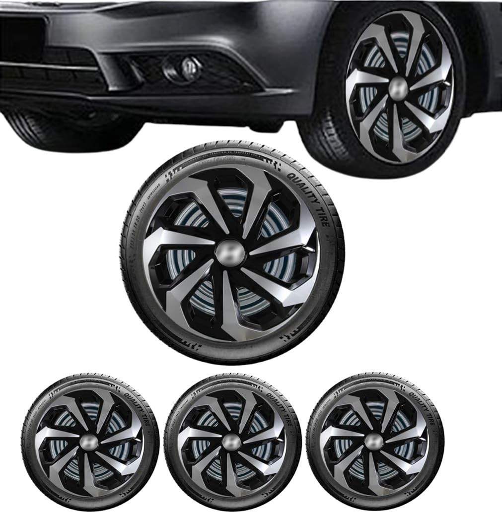 Jogo 4 Calotas Esportivas Spider Aro 15 Preto/Prata para Hyundai HB20 (Hatch, Sedan, X)