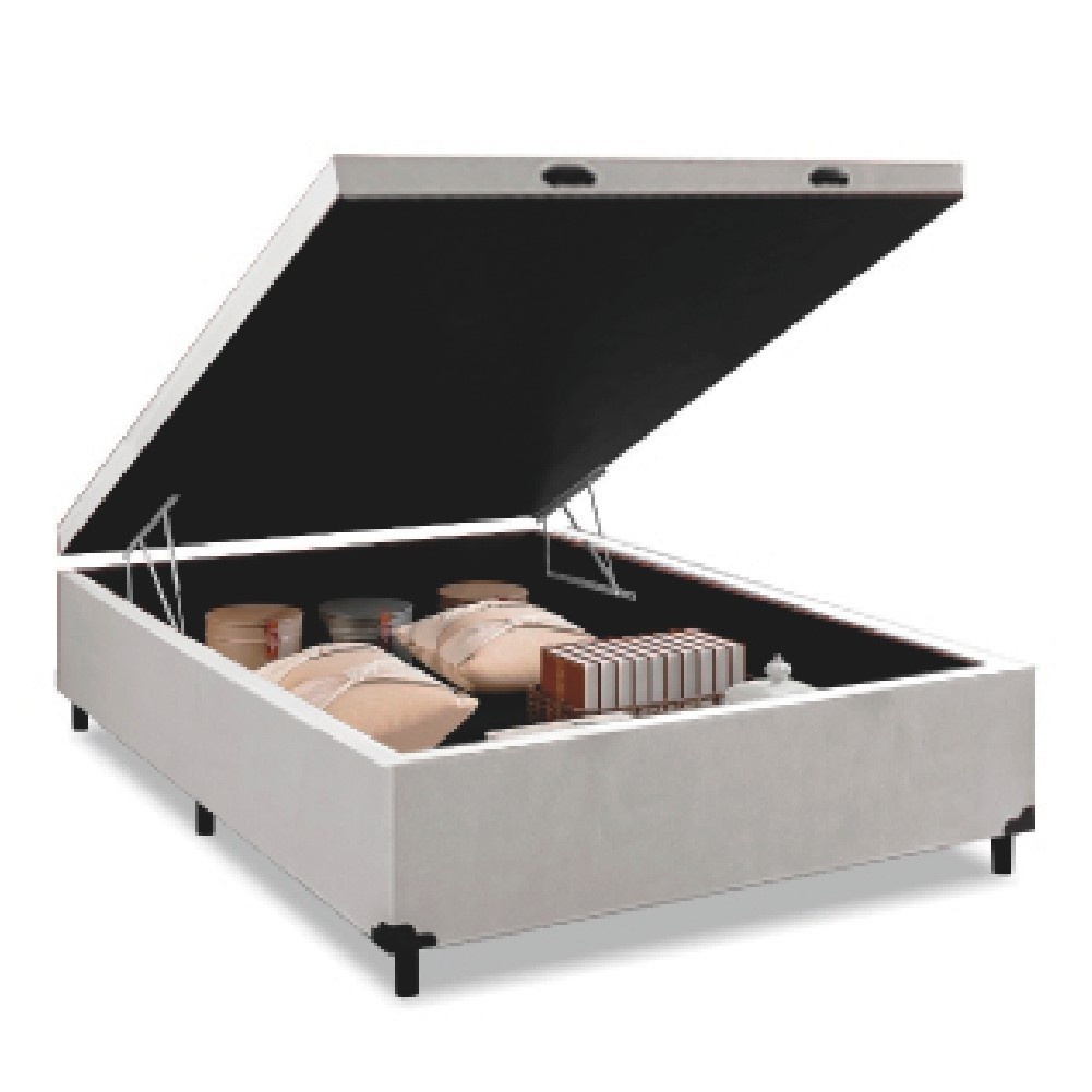 Cama Box Baú Casal 1,38m Linho Prince: Conforto & Espaço!