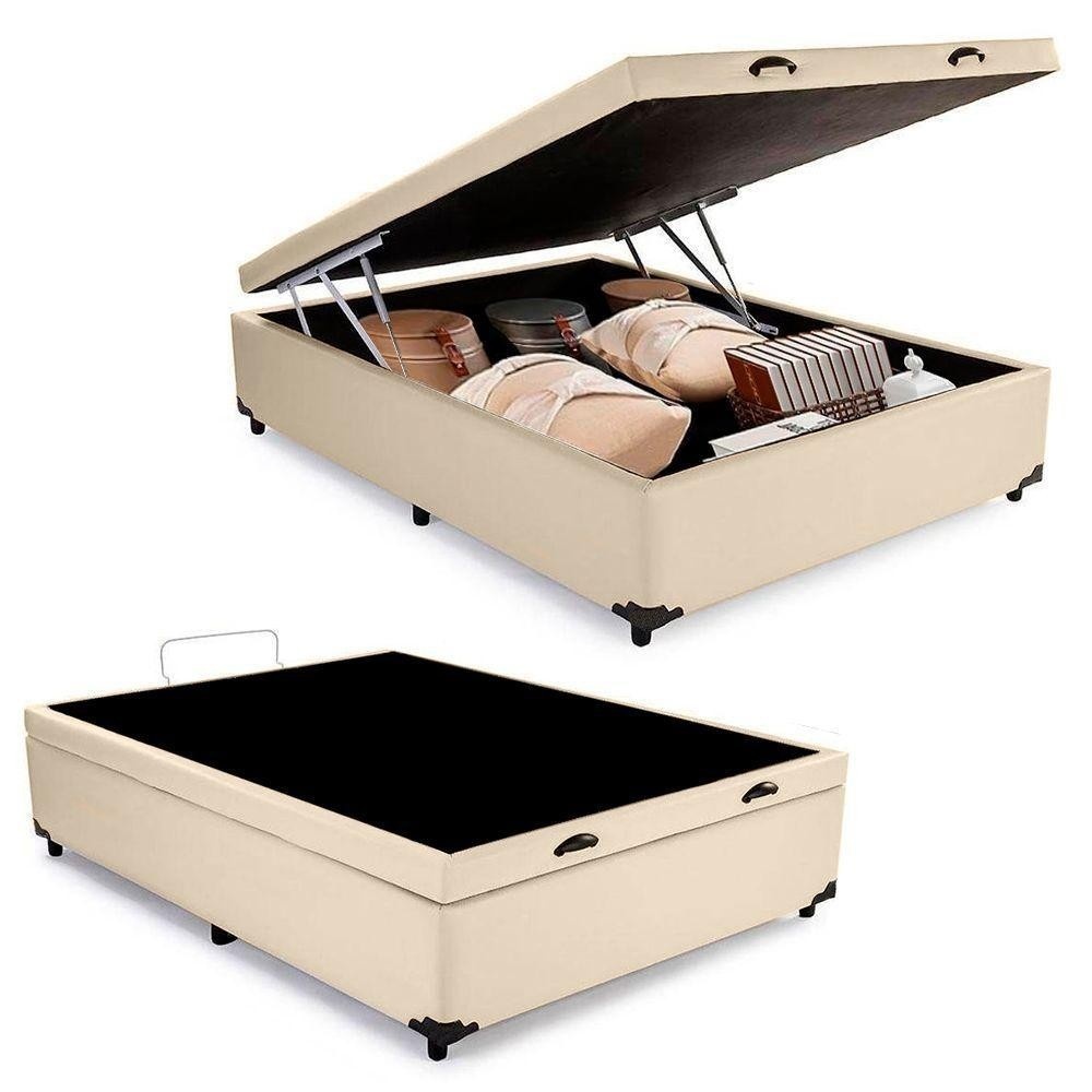 Cama Box Baú Casal Bege: Espaço e Conforto!