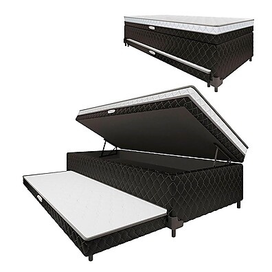 Cama Box Baú com Colchão e Cama Auxiliar Copenhague Solteiro