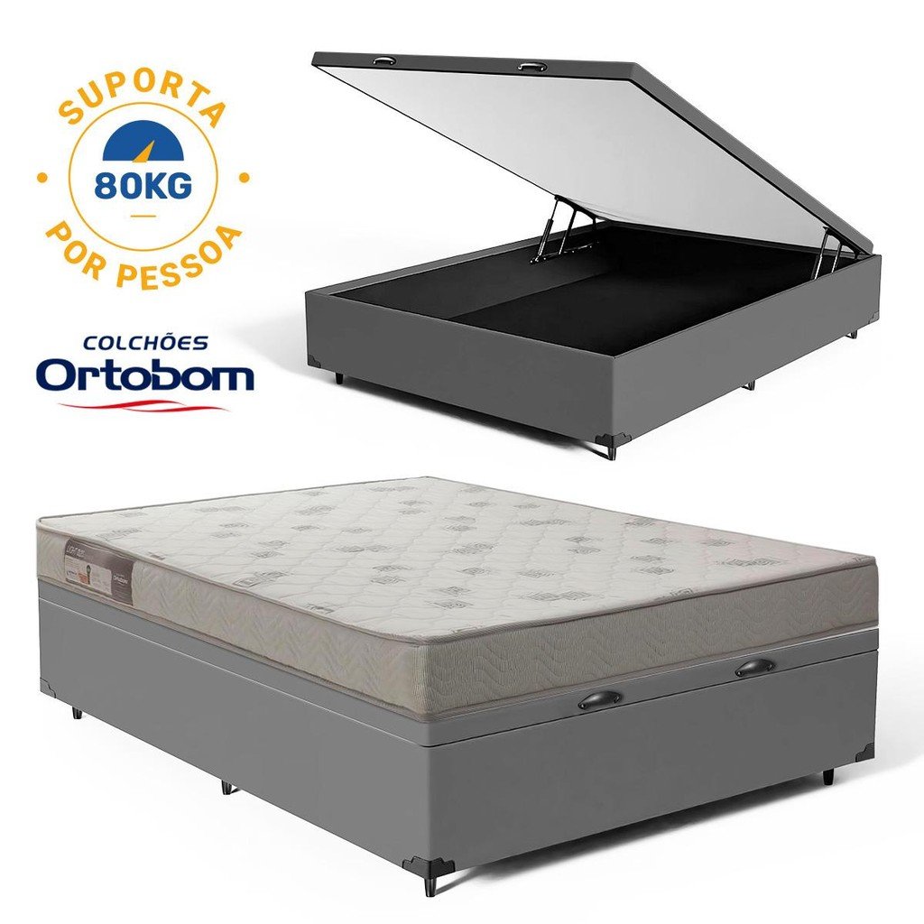 Cama Box Baú Ortobom Light 128cm: Conforto + Armazenamento!