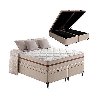 Cama Box Baú Queen + Colchão: Conforto & Espaço!