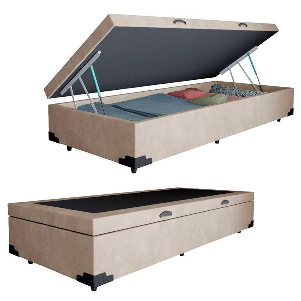 Cama Box Baú Solteiro Bege: Conforto e Espaço!