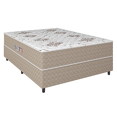 Cama Box Casal Conjugada Ortopédico Alpha Espuma 138x188x52cm Bege/Branco Hellen