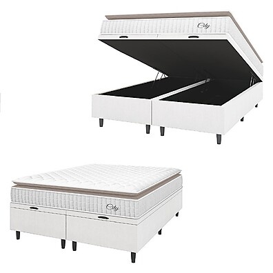 Cama Box Casal King com Pillow Top e Molas Ensacadas – Hellen City