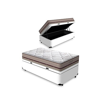 Cama Box com Baú Solteiro + Colchão Anjos Classic