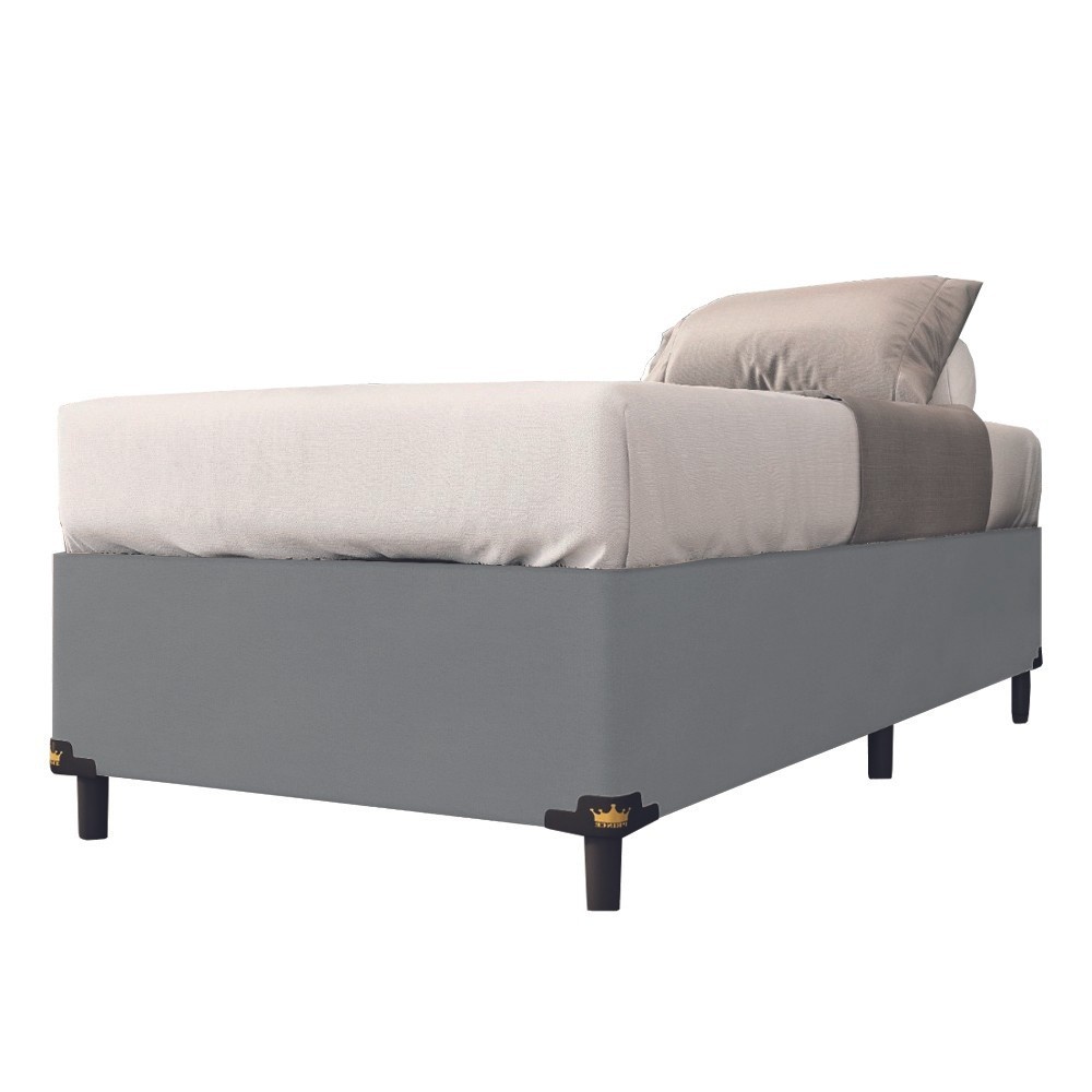 Cama Box Solteiro 0,79m Cinza Suede – Prince