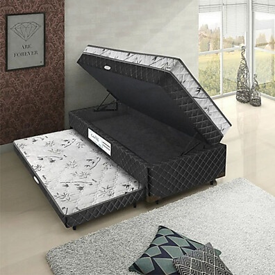 Cama Box Solteiro Carol com Cama Auxiliar e Baú: Otimize Espaço e Conforto