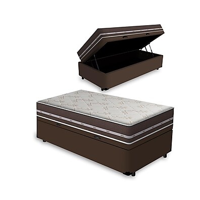 Cama Box Solteiro com Baú + Colchão Anjos