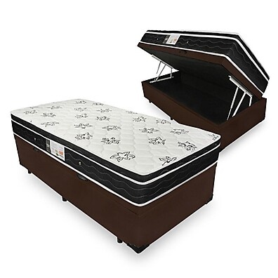 Cama Box Solteiro com Baú + Colchão Ortobom