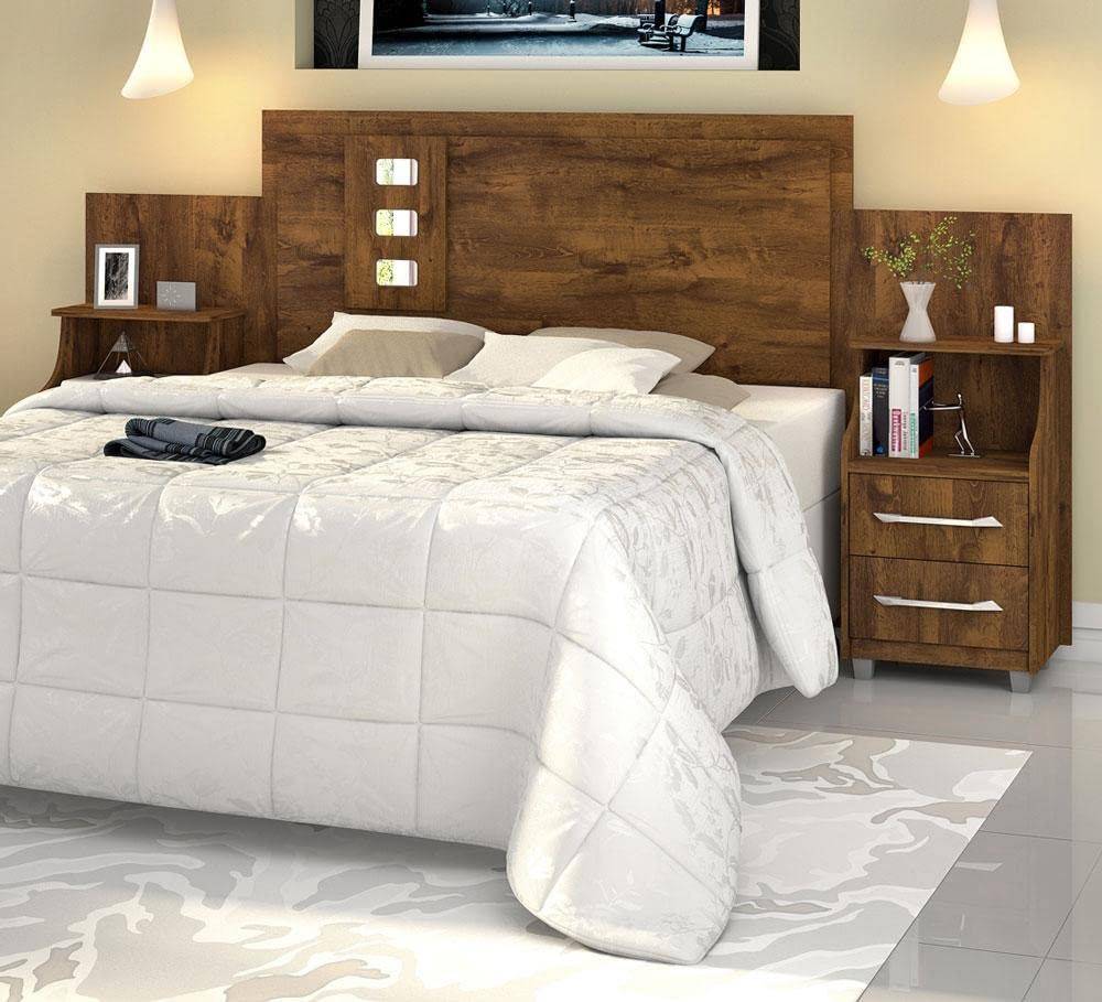 Cabeceira de Cama Casal Queen ou King com Mesas de Cabeceira Florida - Design Moderno em MDF