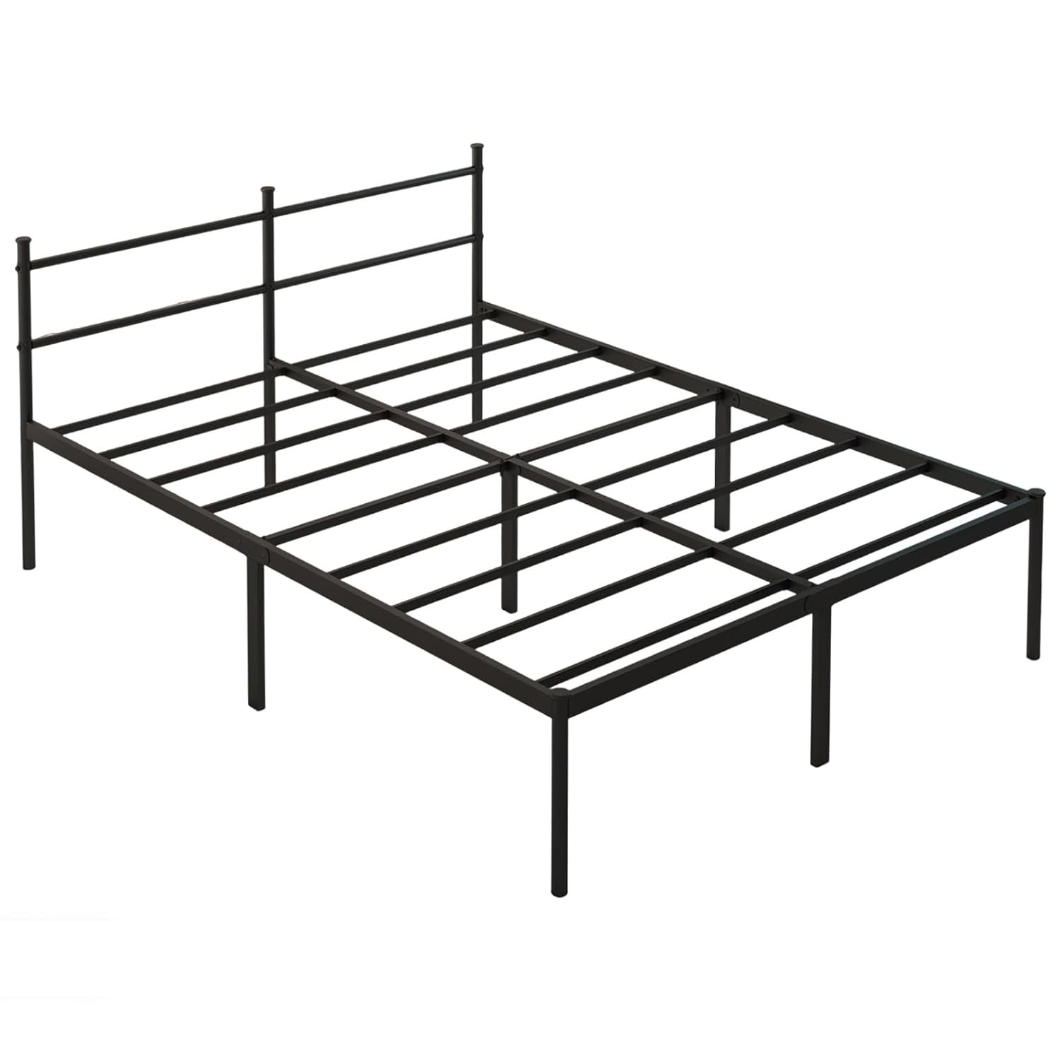 Cama de Casal Padrão 138x188 com Cabeceira Integrada de Ferro, Base Metálica Reforçada e Design Moderno