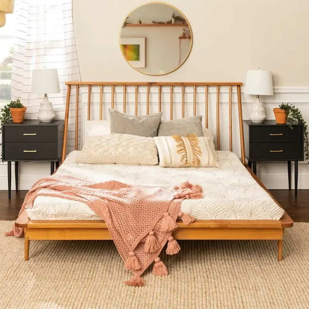 Cama de Casal/Queen Lunna: Madeira Maciça e Design!