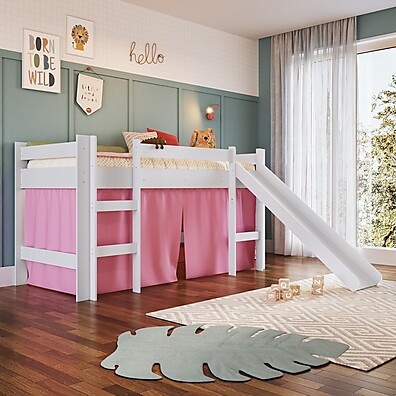 Cama Infantil Elevada com Escorregador – Diversão e Conforto