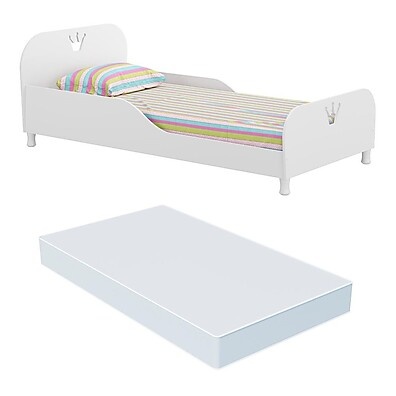Cama Infantil Realeza Branca com Colchão Incluso 70x150cm
