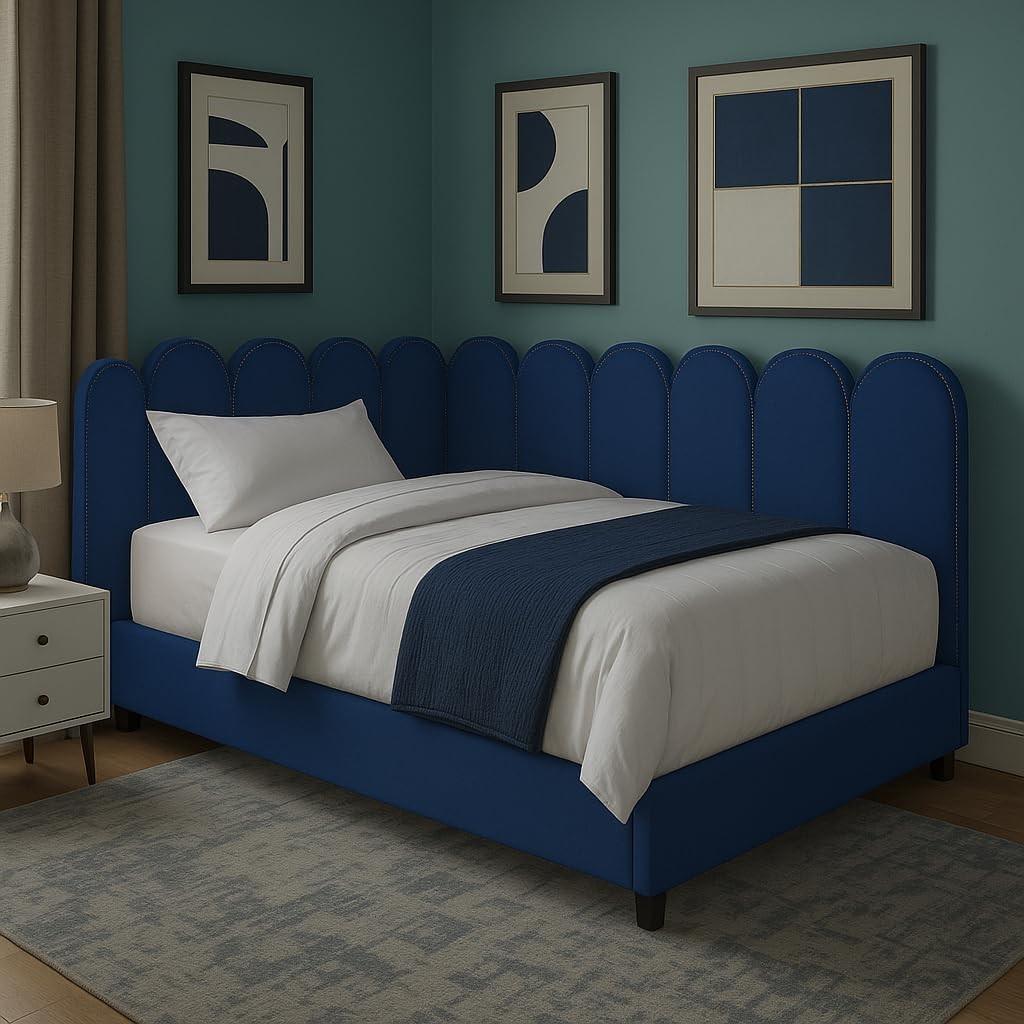 Cabeceira de Cama King 10 Módulos Modelo Nuvem 45x20 cm Azul - Design Moderno e Confortável