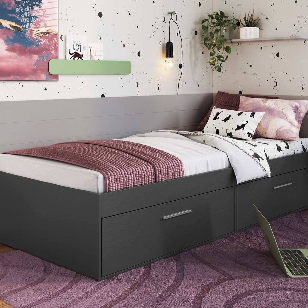 Cama Solteiro Baú Tókio Grafite: Otimize Seu Quarto!
