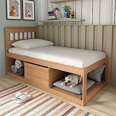 Cama Solteiro com Baú e Nichos: Organize!