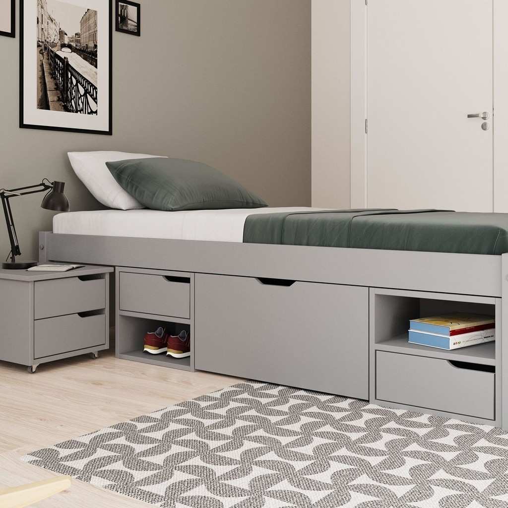 Cama Solteiro Madeira Maciça Charme: +3 Gavetas!