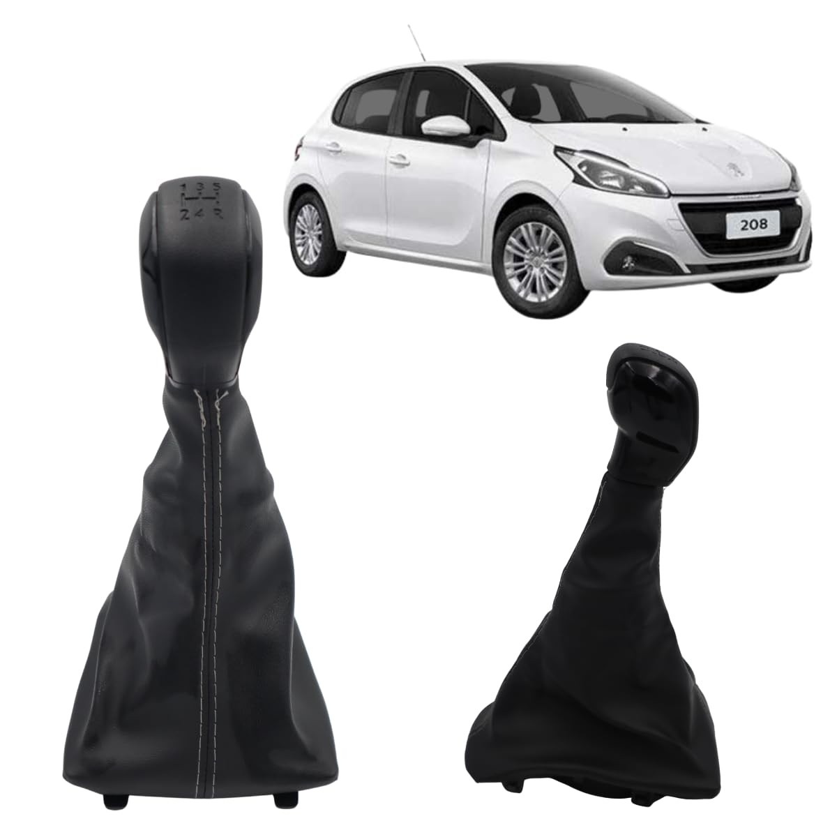 Manopla e Coifa Câmbio Peugeot 208 (2014-2020) - Toque Premium e Elegância