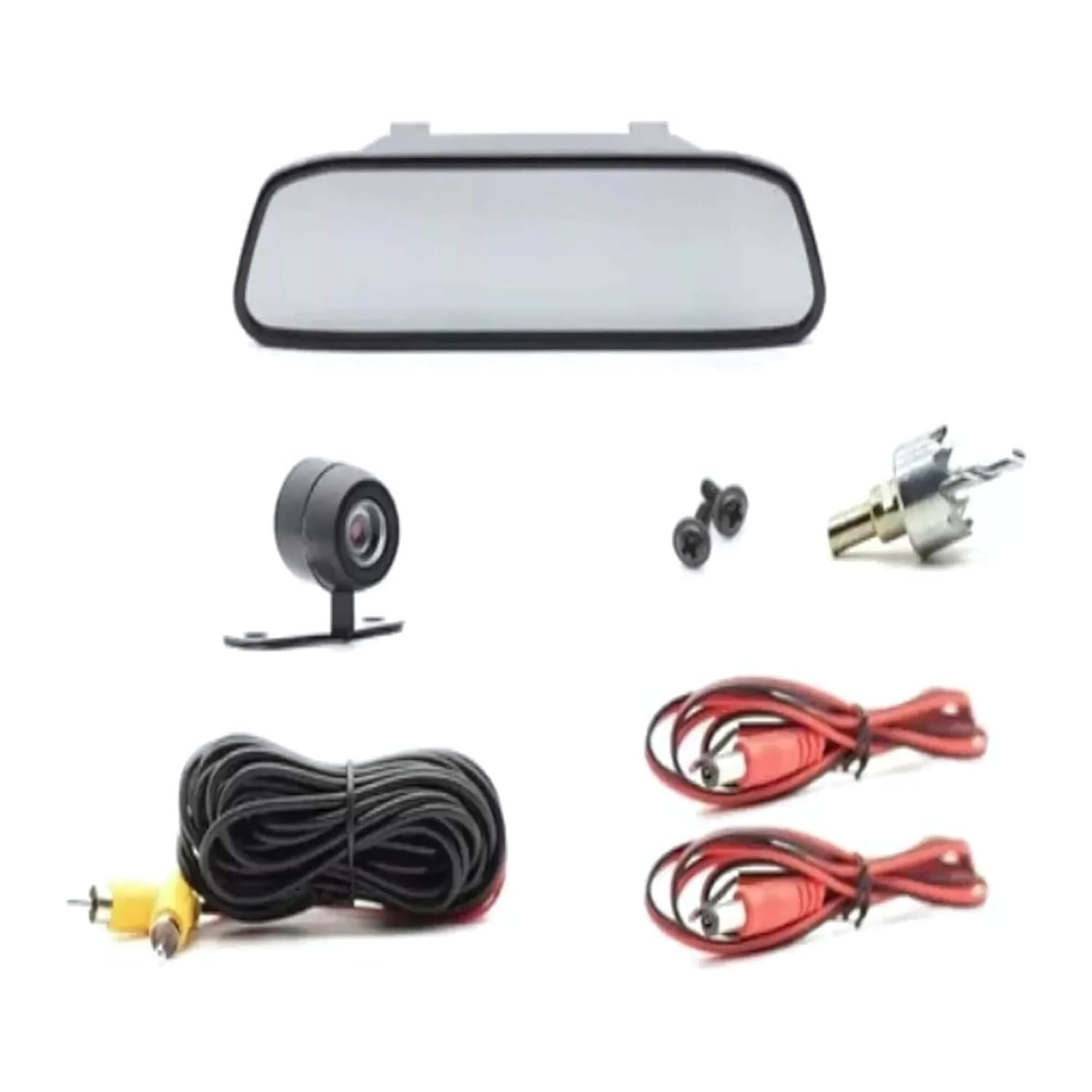 Kit Retrovisor 4.3" com Câmera de Ré Borboleta Tech One: Estacione com Segurança e Precisão!