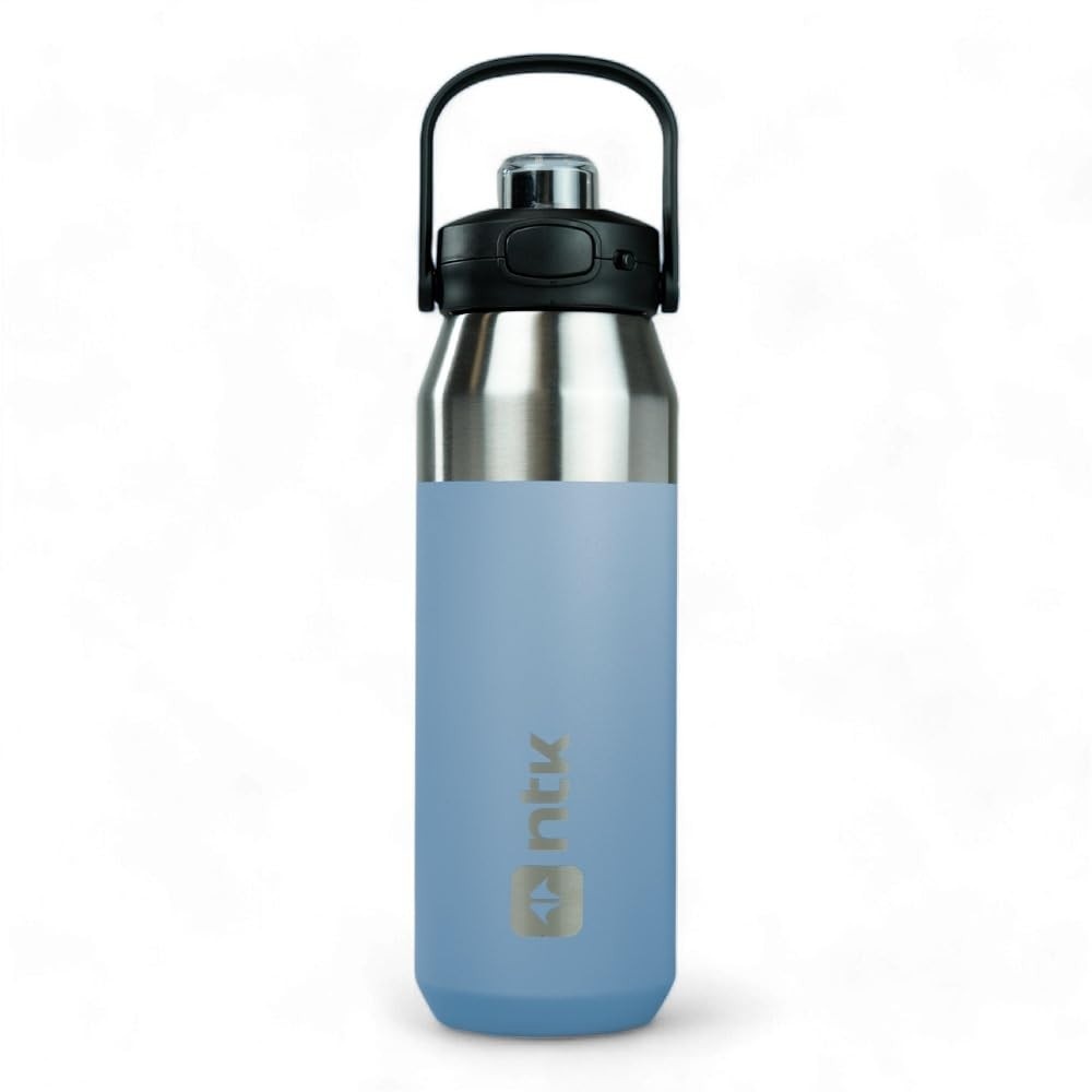 Garrafa Térmica Isomax 1L NTK - Inox Azul Claro para Caminhada, Corrida e Treino