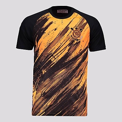 Camisa Corinthians Rajados Preta e Laranja – Estilo e Conforto