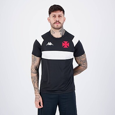 Camisa Kappa Vasco Supporter Cuts Preta e Branca – Estilo e Conforto