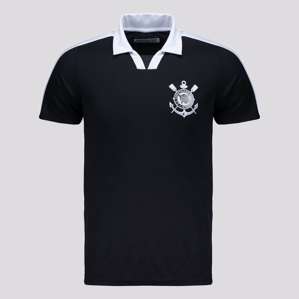 Camisa Polo Corinthians Block Preta: Estilo e Torcida em um Design Premium