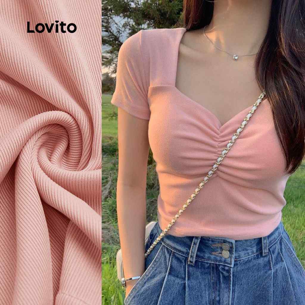 Camisa Rosa Franzida Lovito: Estilo Casual e Conforto