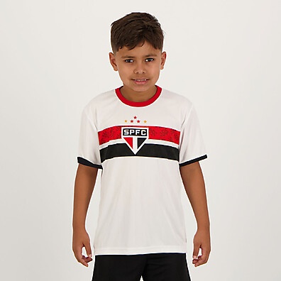 Camisa São Paulo Stencil Juvenil Branca - Estilo e Paixão para Jovens Tricolores