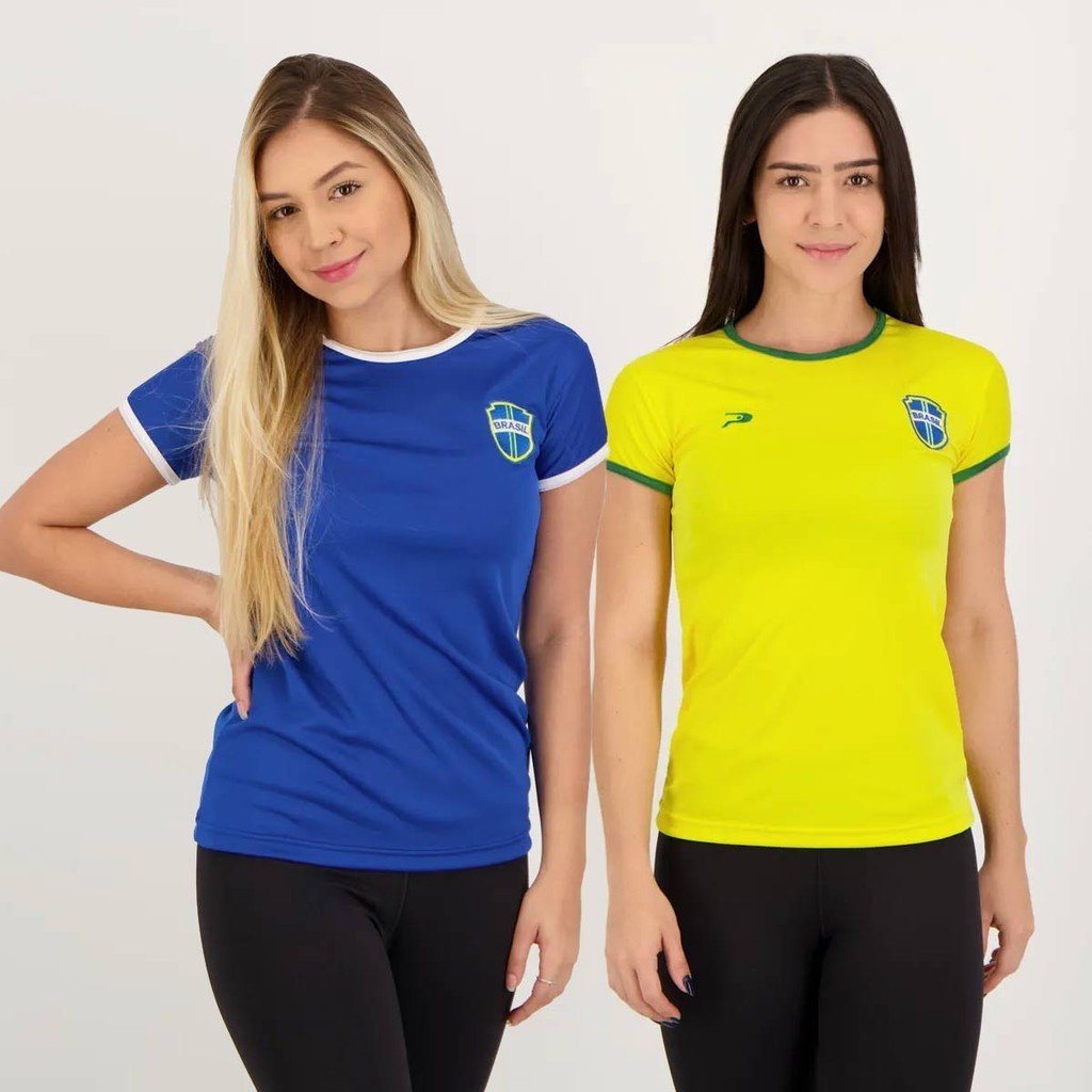 Camisas Brasil Femininas: Kit Amarela e Azul ⚽
