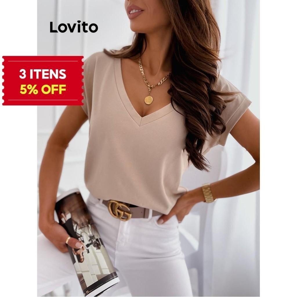 Camiseta Decote V Lovito: Elegância e Conforto