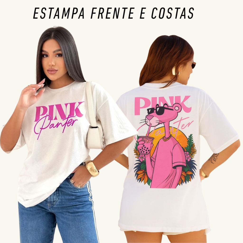 Camiseta Feminina Oversized Estampa Pantera – 100% Algodão e Estilo