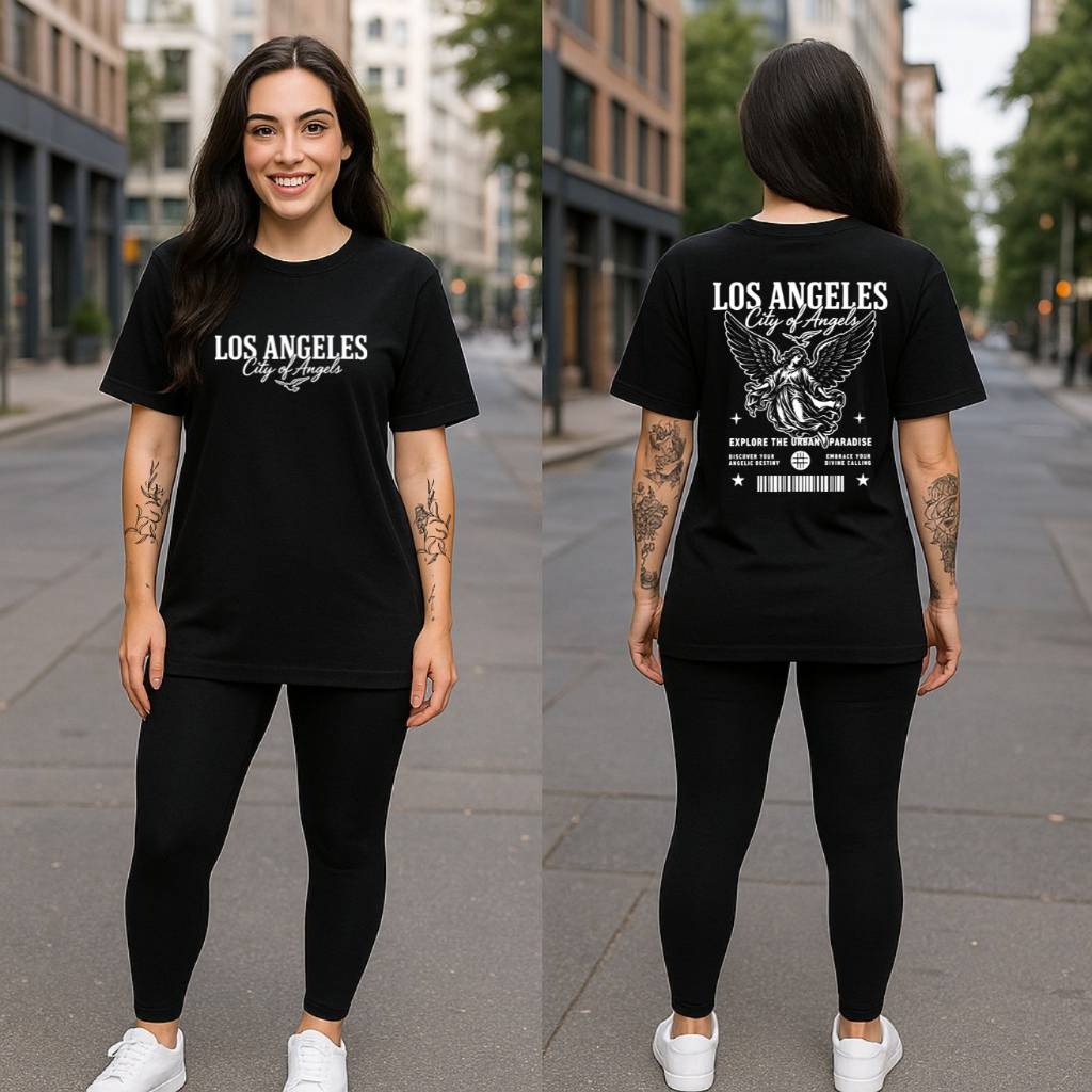 Camiseta Feminina Oversized Los Angeles 100% Algodão