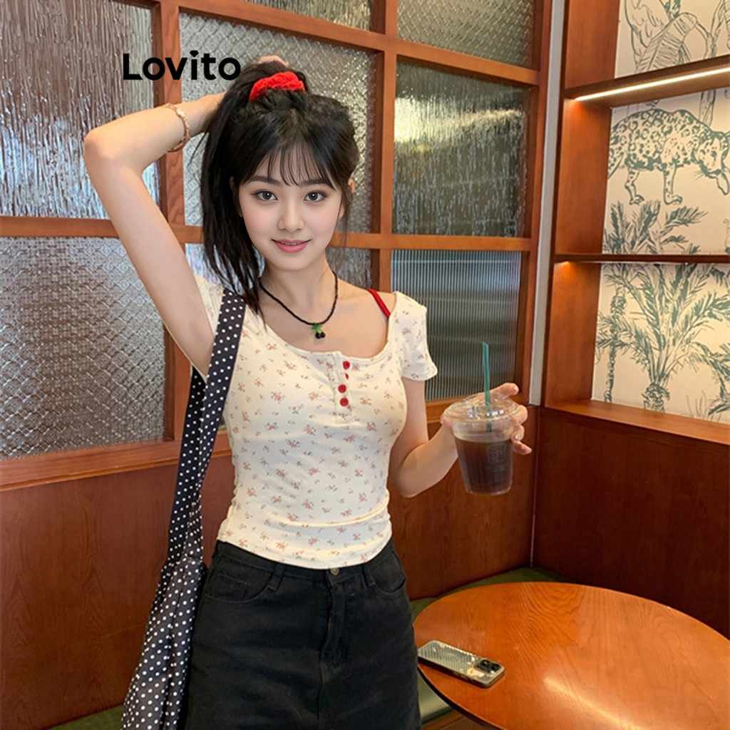Camiseta Floral Lovito: Estilo 2 em 1