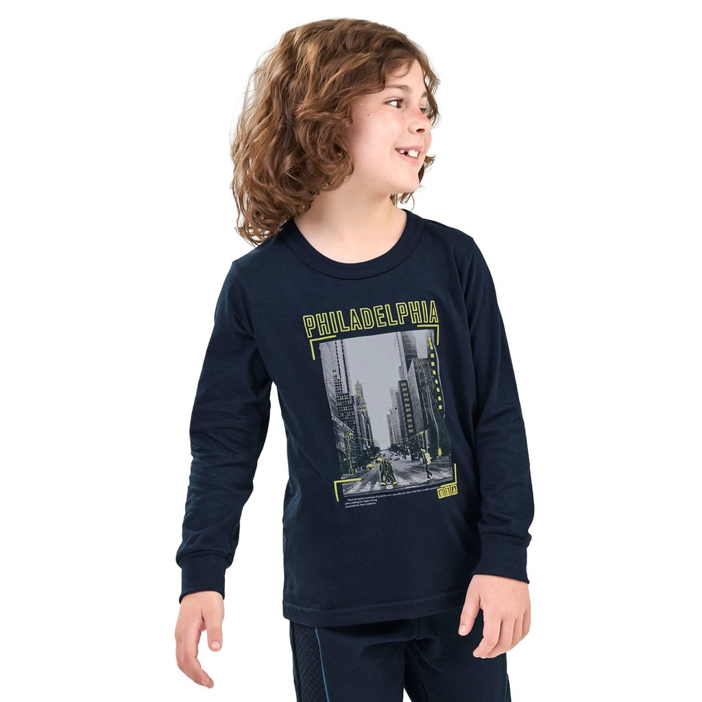 Camiseta Infantil Azul Elian: Conforto e Estilo!