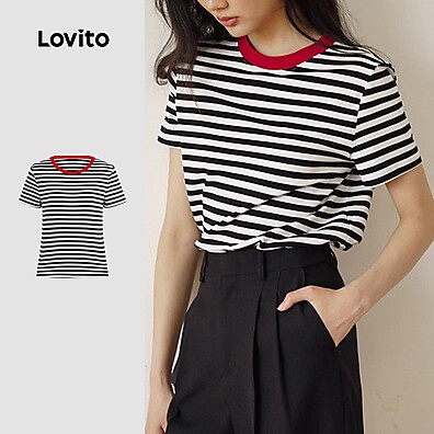Camiseta Listrada Lovito: Elegância e Conforto