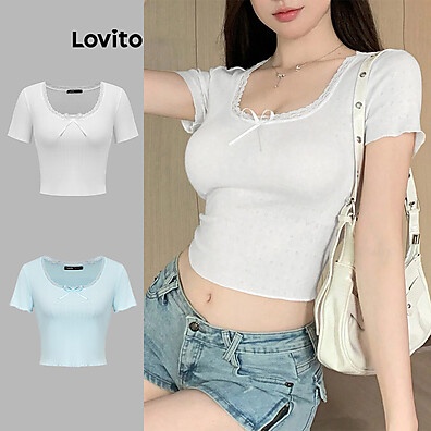 Camiseta Lovito com Laço e Renda: Estilo e Charme!