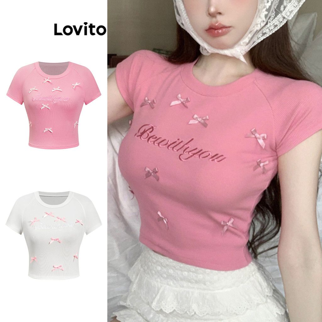 Camiseta Lovito Fofa com Laço Liso - Estilo Fofo e Confortável