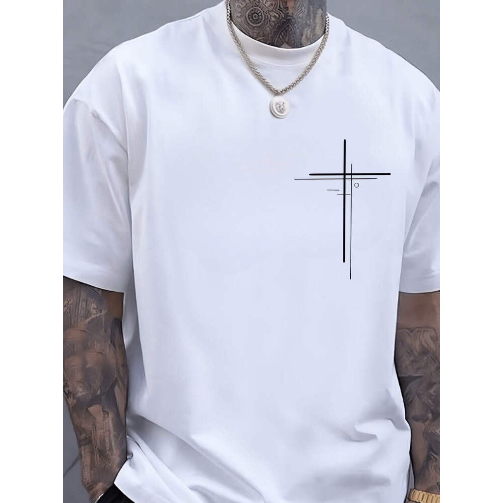 Camiseta Masculina Cruz Dupla Cristã 100% Algodão